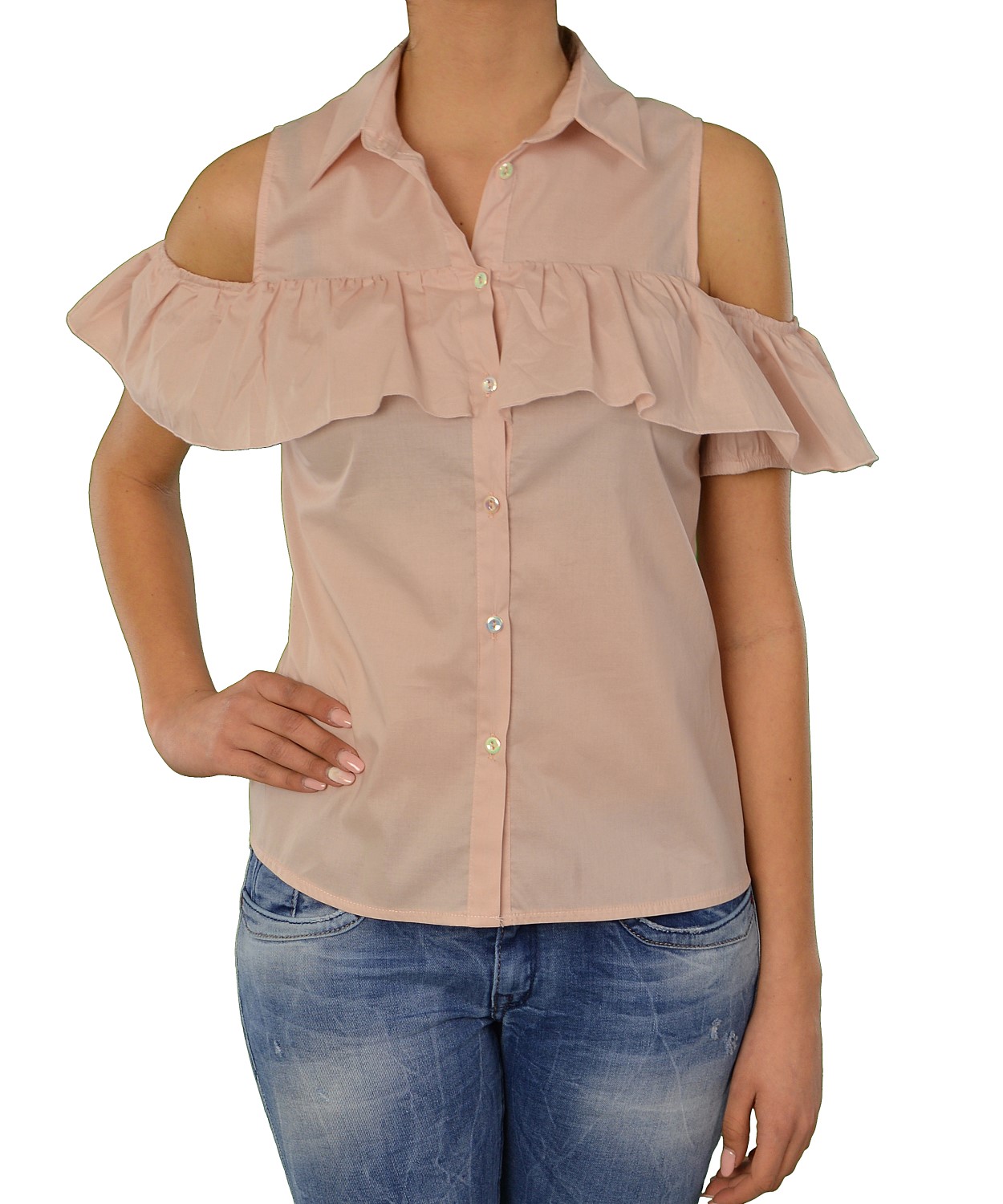 Γυναικείο πουκάμισο Lipsy ροζ με βολάν 1170505